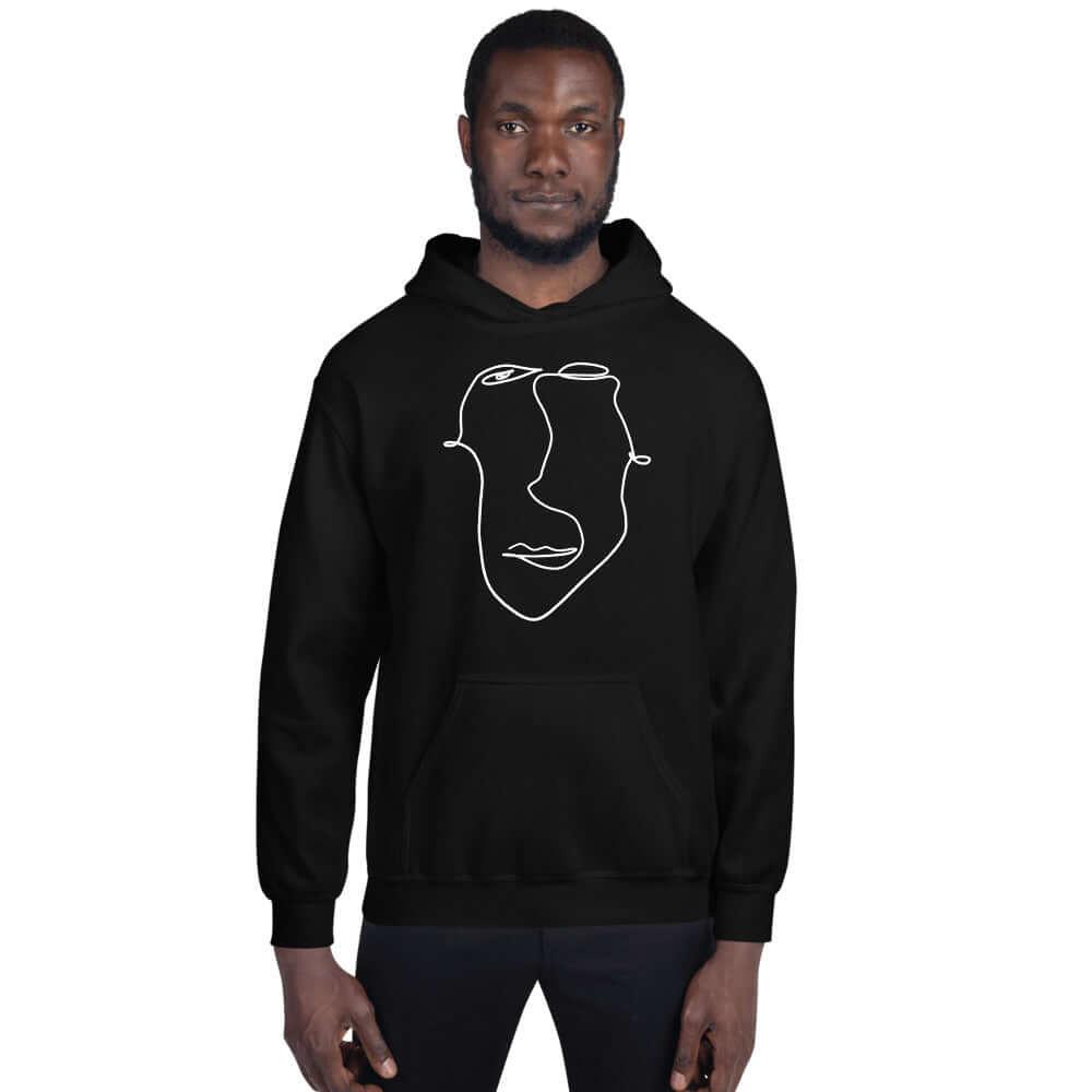 Abstract Minimal Line Art Drawing of a Face Unisex Hoodie | Boutique In USA, Hoodie, $ 51.24, A Moment Of Now™