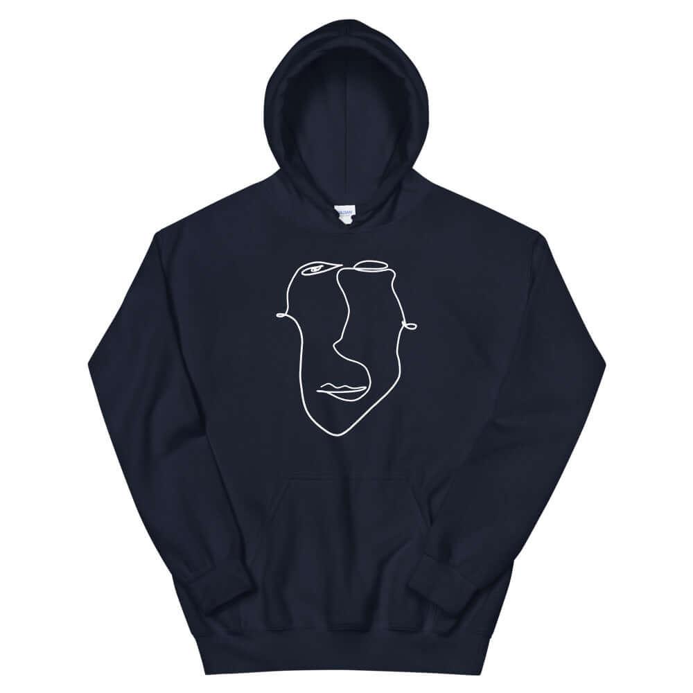 Abstract Minimal Line Art Drawing of a Face Unisex Hoodie | Boutique In USA, Hoodie, $ 51.24, A Moment Of Now™