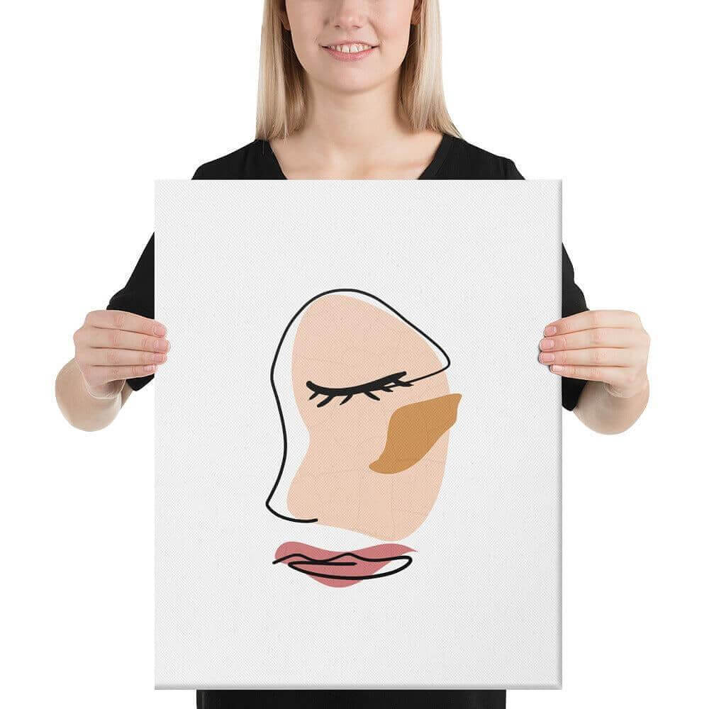 Abstract Minimalist Line Art Cracked Face Canvas, Canvas, $ 79.00, A Moment Of Now™