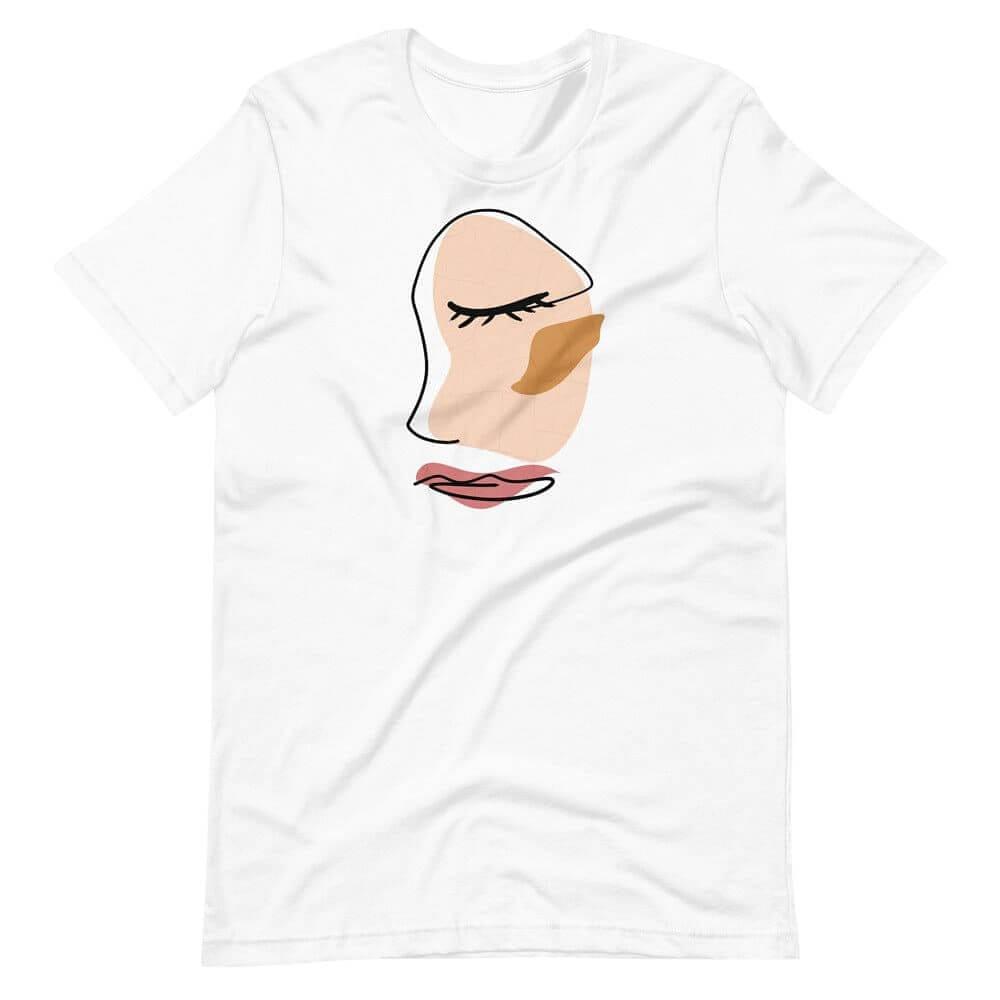 Abstract Minimalist Line Art Cracked Face Short-Sleeve Unisex T-Shirt, Tees, $ 40.44, A Moment Of Now™