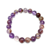 Amethyst & Minerals Inclusions 8mm 10mm Melody Super 7 Quartz Gemstone Beaded Stretch Bracelet, Bracelet, $ 39.00, A Moment Of Now™