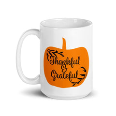 Autumnal Pumpkin Thankful & Grateful Coffee Tea Cup Mug, Mug, $ 17.50, A Moment Of Now™