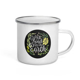 Be Kind To The Earth Floral Plant Bohemian Illustration Statement Enamel Coffee Tea Cup Mug, Mug, $ 28.00, A Moment Of Now™