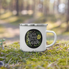 Be Kind To The Earth Floral Plant Bohemian Illustration Statement Enamel Coffee Tea Cup Mug, Mug, $ 28.00, A Moment Of Now™