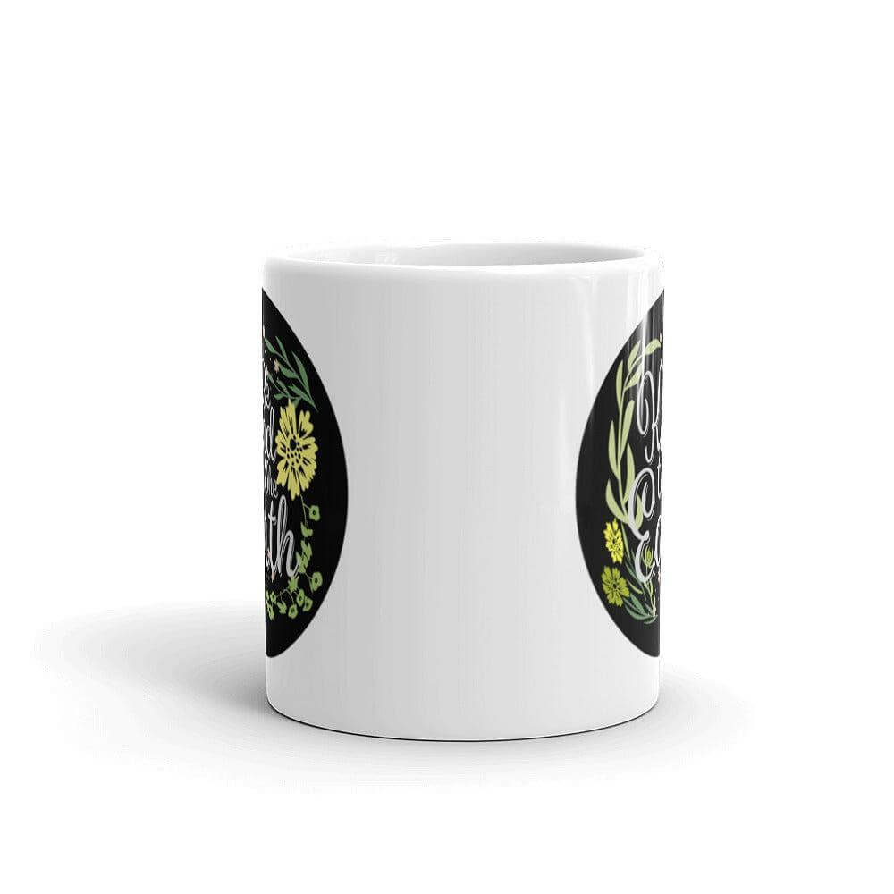 Be Kind To The Earth Floral Plant Bohemian Illustration Statement White Glossy Coffee Tea Cup Mug | Boutique In USA, Mug, $ 17.50, A Moment Of Now™