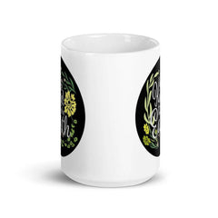 Be Kind To The Earth Floral Plant Bohemian Illustration Statement White Glossy Coffee Tea Cup Mug | Boutique In USA, Mug, $ 17.50, A Moment Of Now™