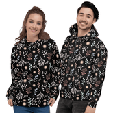 Bohemian Christy Floral Botanical Pattern Unisex Hoodie - Black, Hoodie, $ 80.00, A Moment Of Now™