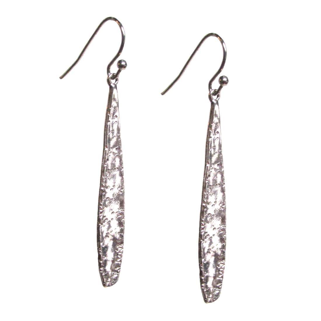 Boho Minimalist Hand Hammered Feather Bar Drop Dangle Silver Earrings, Earrings, $ 19.99, A Moment Of Now™