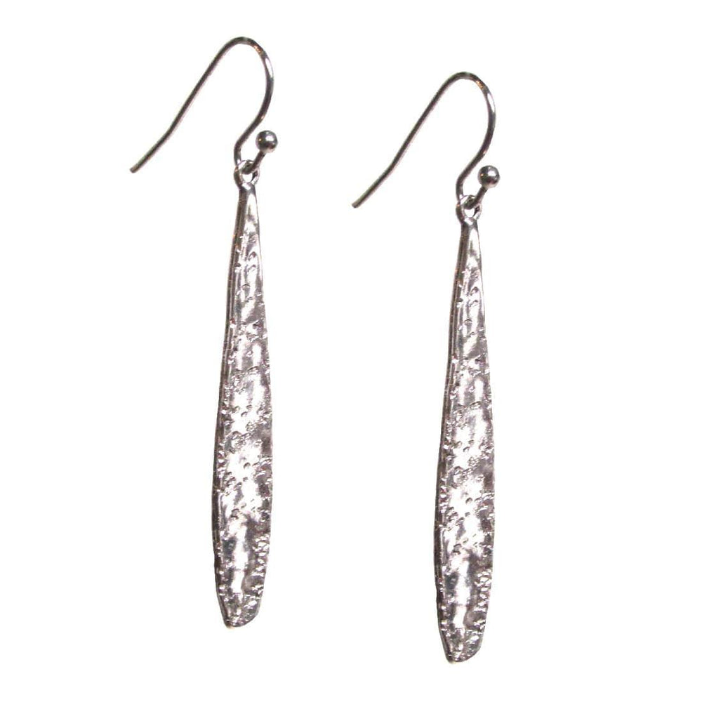 Boho Minimalist Hand Hammered Feather Bar Drop Dangle Silver Earrings, Earrings, $ 19.99, A Moment Of Now™
