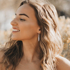 Boho Minimalist Hand Hammered Feather Bar Drop Dangle Silver Earrings, Earrings, $ 19.99, A Moment Of Now™