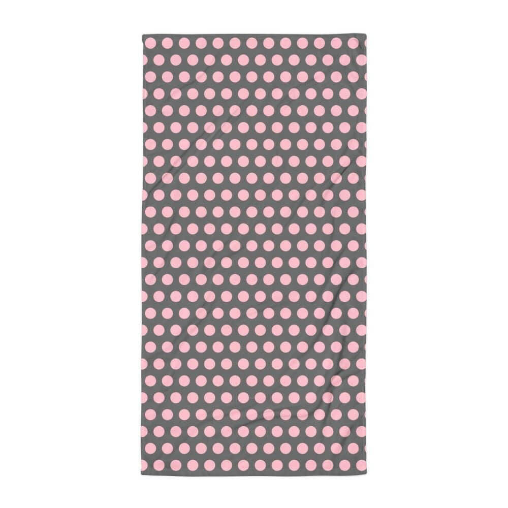 Bubble Gum Pink on Dark Grey Polka Dots Beach Bath Towel, Towel, $ 42.95, A Moment Of Now™