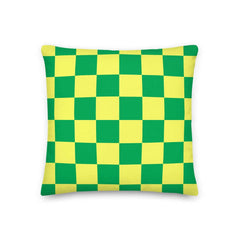 Checker Pattern Yellow & Green Geometric Decorative Throw Pillow Cushion, Pillow, $ 64.50, A Moment Of Now™