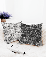 Cherise Abstract Scribble Art Decorative Throw Pillow Accent Cushion - White, Pillow, $ 64.50, A Moment Of Now™