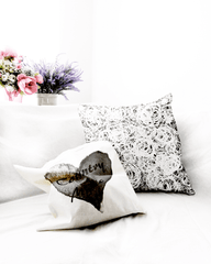 Cherise Abstract Scribble Art Decorative Throw Pillow Accent Cushion - White, Pillow, $ 64.50, A Moment Of Now™
