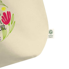 Cherish Each Moment Spring flowers Hygge Lifestyle Inspirational Quote Large Organic Tote Bag, Bags - Shopping bags, $ 29.00, A Moment Of Now™