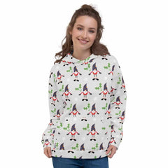 Christmas Holiday Gnome Pattern Ugly Sweatshirt Light Grey Unisex Hoodie, Hoodie, $ 80.00, A Moment Of Now™