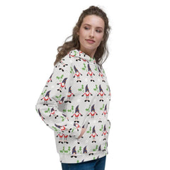 Christmas Holiday Gnome Pattern Ugly Sweatshirt Light Grey Unisex Hoodie, Hoodie, $ 80.00, A Moment Of Now™