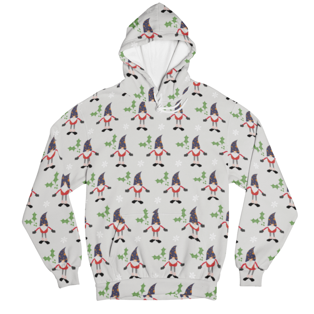 Christmas Holiday Gnome Pattern Ugly Sweatshirt Light Grey Unisex Hoodie, Hoodie, $ 80.00, A Moment Of Now™
