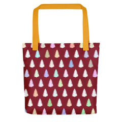 Christmas Tree Holiday Pattern Colorful and Burgundy Tote Shopper Bag, Bags - Shopping bags, $ 31.00, A Moment Of Now™