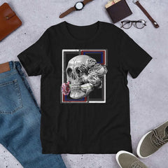 Deadly Love skeleton and Rose Short-Sleeve Unisex T-Shirt, sweatshirts, $ 33.44, A Moment Of Now™