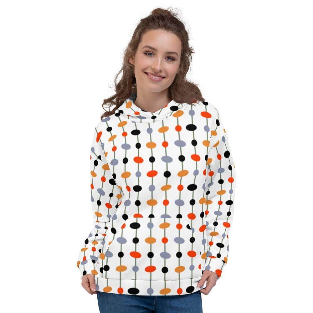 Elin Pattern Minimal Mid Century Modern Art Unisex Hoodie - White, Hoodies, $ 80.00, A Moment Of Now™