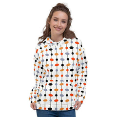 Elin Pattern Minimal Mid Century Modern Art Unisex Hoodie - White, Hoodies, $ 80.00, A Moment Of Now™