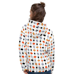 Elin Pattern Minimal Mid Century Modern Art Unisex Hoodie - White, Hoodies, $ 80.00, A Moment Of Now™