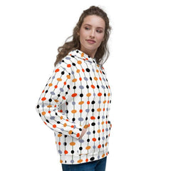Elin Pattern Minimal Mid Century Modern Art Unisex Hoodie - White, Hoodies, $ 80.00, A Moment Of Now™
