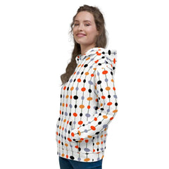 Elin Pattern Minimal Mid Century Modern Art Unisex Hoodie - White, Hoodies, $ 80.00, A Moment Of Now™