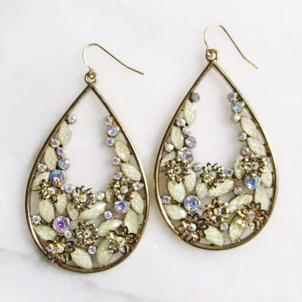 Floral Decor Details Teardrop Dangle Earrings | Boutique In USA, Earrings, $ 9.99, A Moment Of Now™