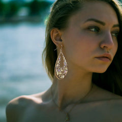 Floral Decor Details Teardrop Dangle Earrings | Boutique In USA, Earrings, $ 9.99, A Moment Of Now™
