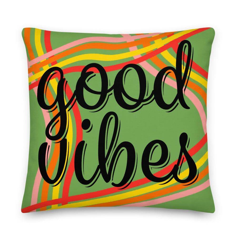 Good Vibes Waves Pillow - Lime Green | Positive Motivational Decor, Throw Pillows, $ 71.50, A Moment Of Now™