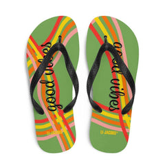 Good Vibes Waves Unisex Flip-Flops Sandals -Green, Flip Flops, $ 30.95, A Moment Of Now™