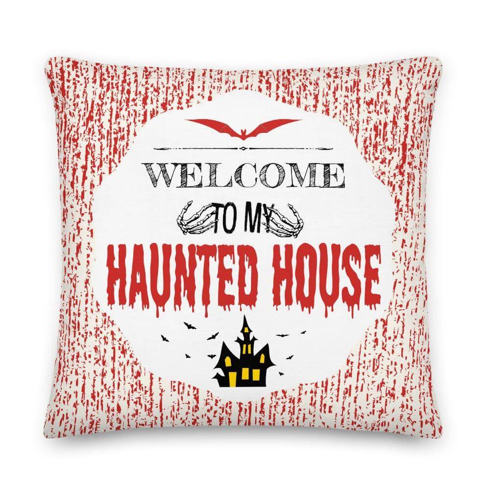 Halloween Spooky Haunted House Decorative Throw Pillow Cushion - Red, Pillow, $ 71.50, A Moment Of Now™