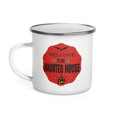 Halloween Spooky Haunted House Enamel Coffee Tea Cup Mug - Red, Mug, $ 27.50, A Moment Of Now™