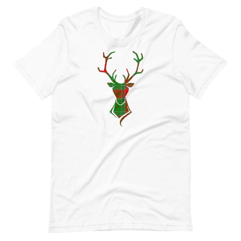 Happy Christmas Holiday Buck Deer Plaid Short-Sleeve Unisex T-Shirt, Clothing T-shirts, $ 30.95, A Moment Of Now™