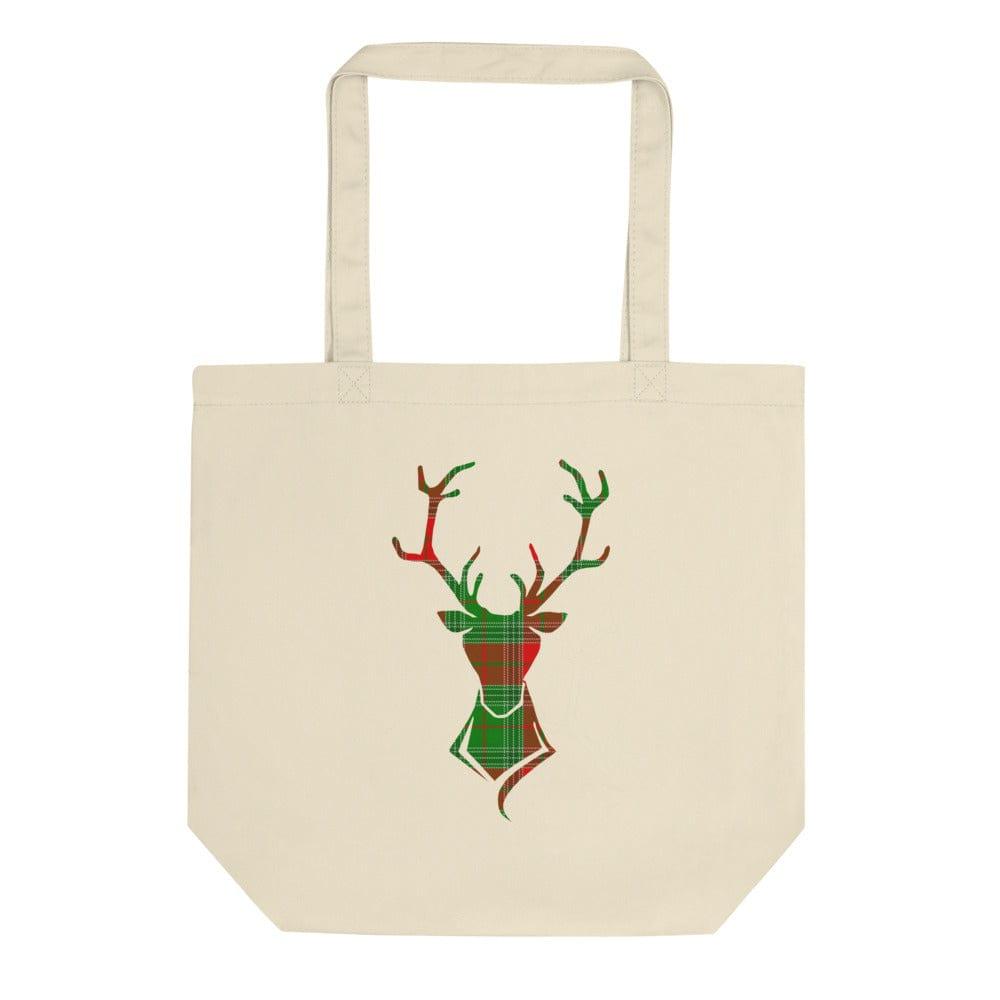 Happy Christmas Plaid Buck Deer Eco Organic Cotton Tote Shopper Bag, Bags - Shopping bags, $ 32.90, A Moment Of Now™
