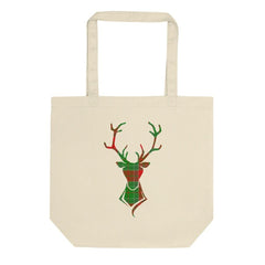 Happy Christmas Plaid Buck Deer Eco Organic Cotton Tote Shopper Bag, Bags - Shopping bags, $ 32.90, A Moment Of Now™