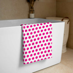 Hot Pink on White Polka Dots Beach Bath Towel, Towel, $ 42.95, A Moment Of Now™