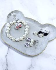 Ivory Simulated Pearl & Rhinestone Beaded Stretch Bracelet, Bracelet, $ 25.00, A Moment Of Now™