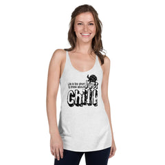 Just Chill Mindfulness Living Inspirational Quote Women's Racerback Tank, Table Tops, $ 35.00, A Moment Of Now™