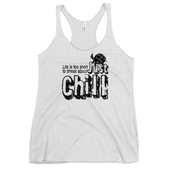 Just Chill Mindfulness Living Inspirational Quote Women's Racerback Tank, Table Tops, $ 35.00, A Moment Of Now™