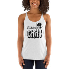 Just Chill Mindfulness Living Inspirational Quote Women's Racerback Tank, Table Tops, $ 35.00, A Moment Of Now™