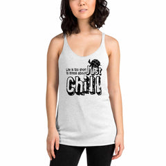 Just Chill Mindfulness Living Inspirational Quote Women's Racerback Tank, Table Tops, $ 35.00, A Moment Of Now™