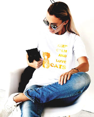 Keep Calm and Love Cats Quote Unisex T-Shirt Tee, Tees, $ 30.44, A Moment Of Now™