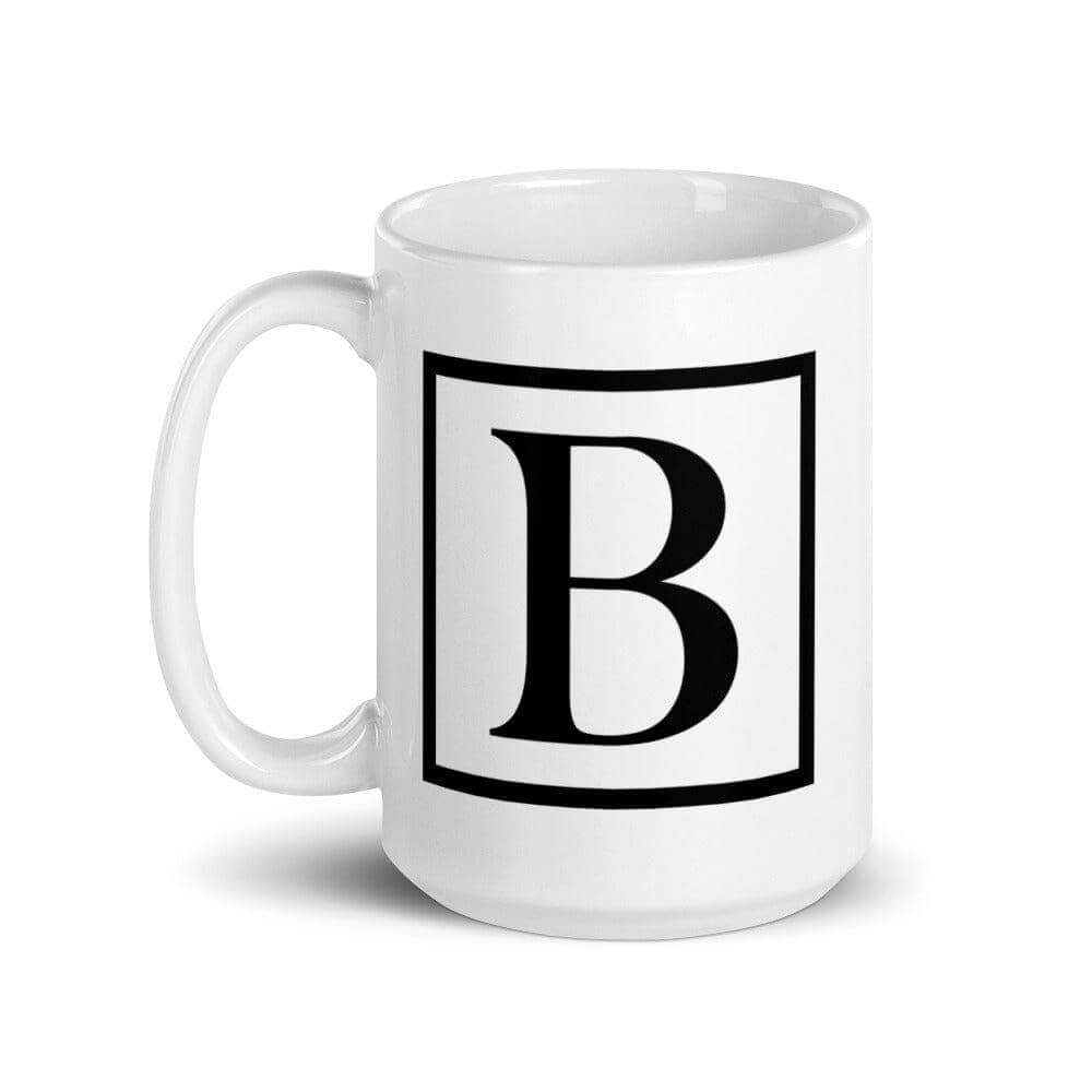 Letter B Border Monogram Coffee Mug | Personalized Initial Gift, Mugs, $ 17.50, A Moment Of Now™