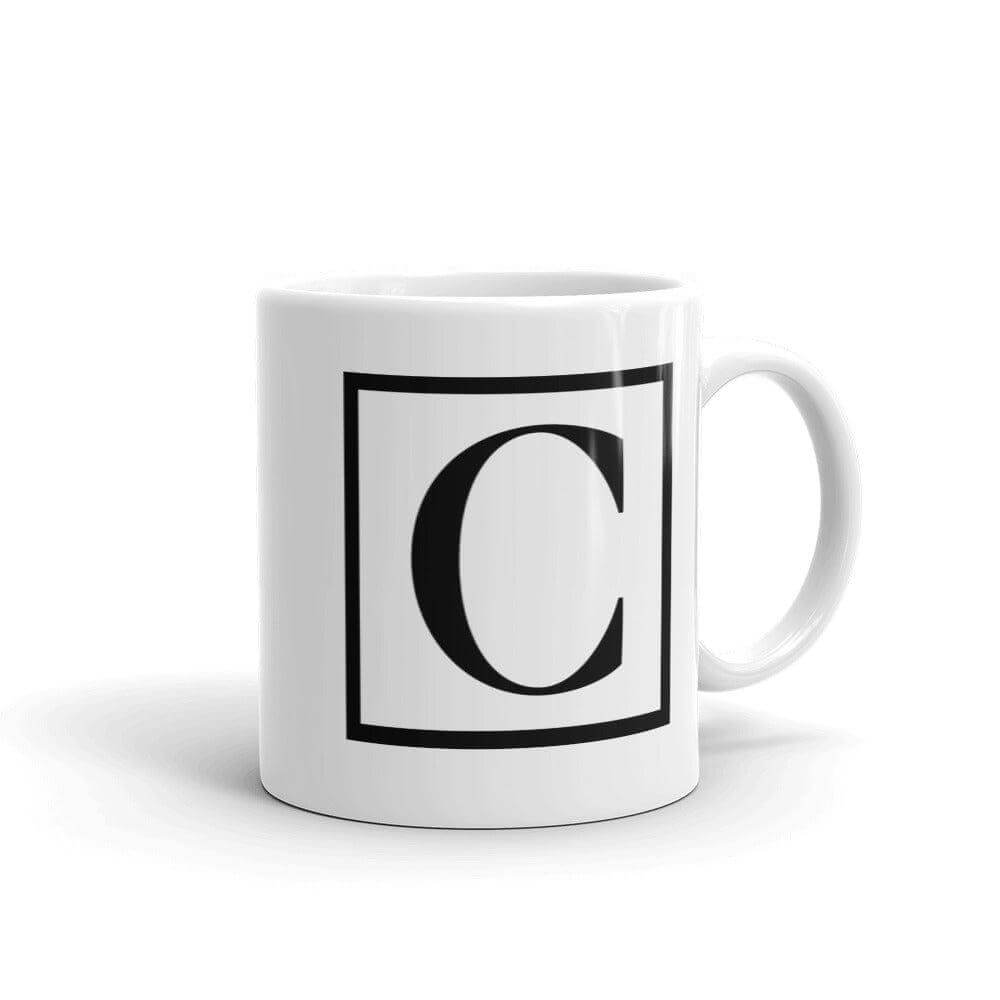 Letter C Border Monogram Coffee Mug | Personalized Initial Gift, Mugs, $ 17.50, A Moment Of Now™