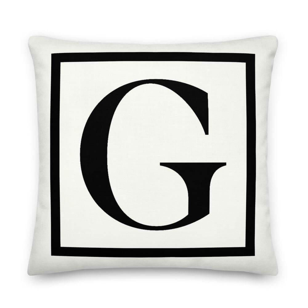 Letter G Border Monogram Decorative Throw Pillow Cushion, Pillow, $ 71.50, A Moment Of Now™