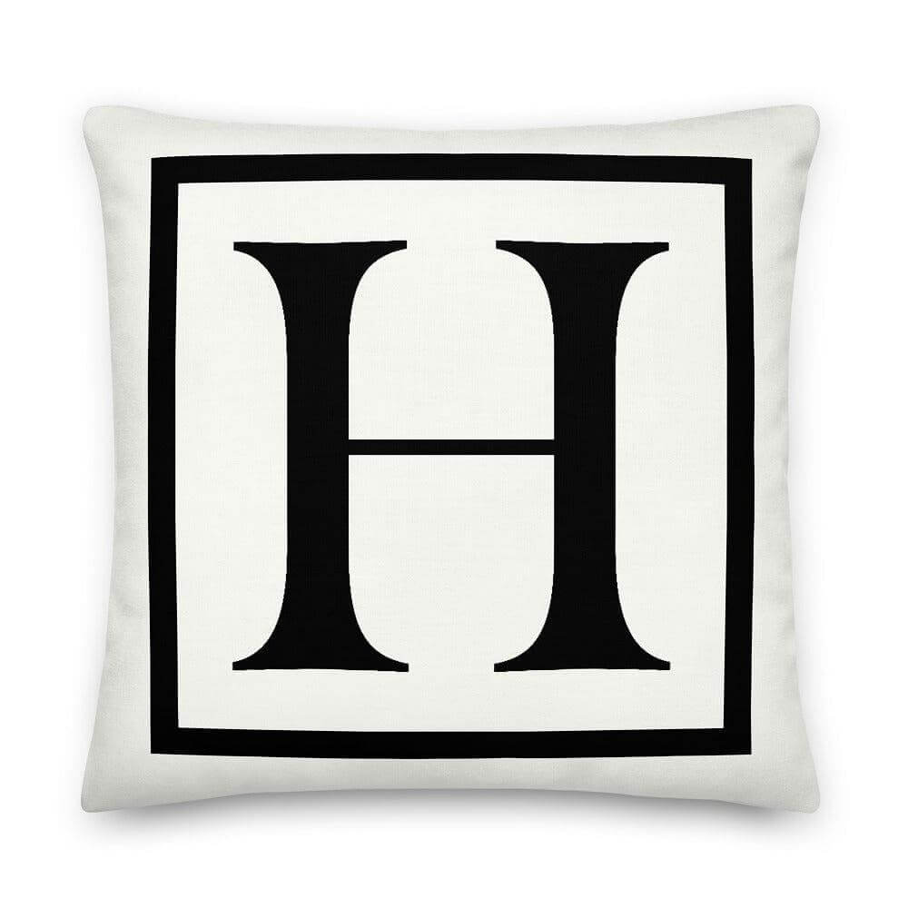 Letter H Border Monogram Decorative Throw Pillow Cushion, Pillow, $ 71.50, A Moment Of Now™