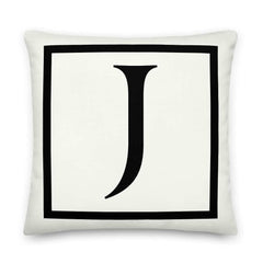 Letter J Border Monogram Decorative Throw Pillow Cushion, Pillow, $ 64.50, A Moment Of Now™